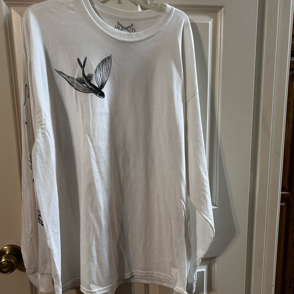 White Long Sleeve Shirt with flying fish Design